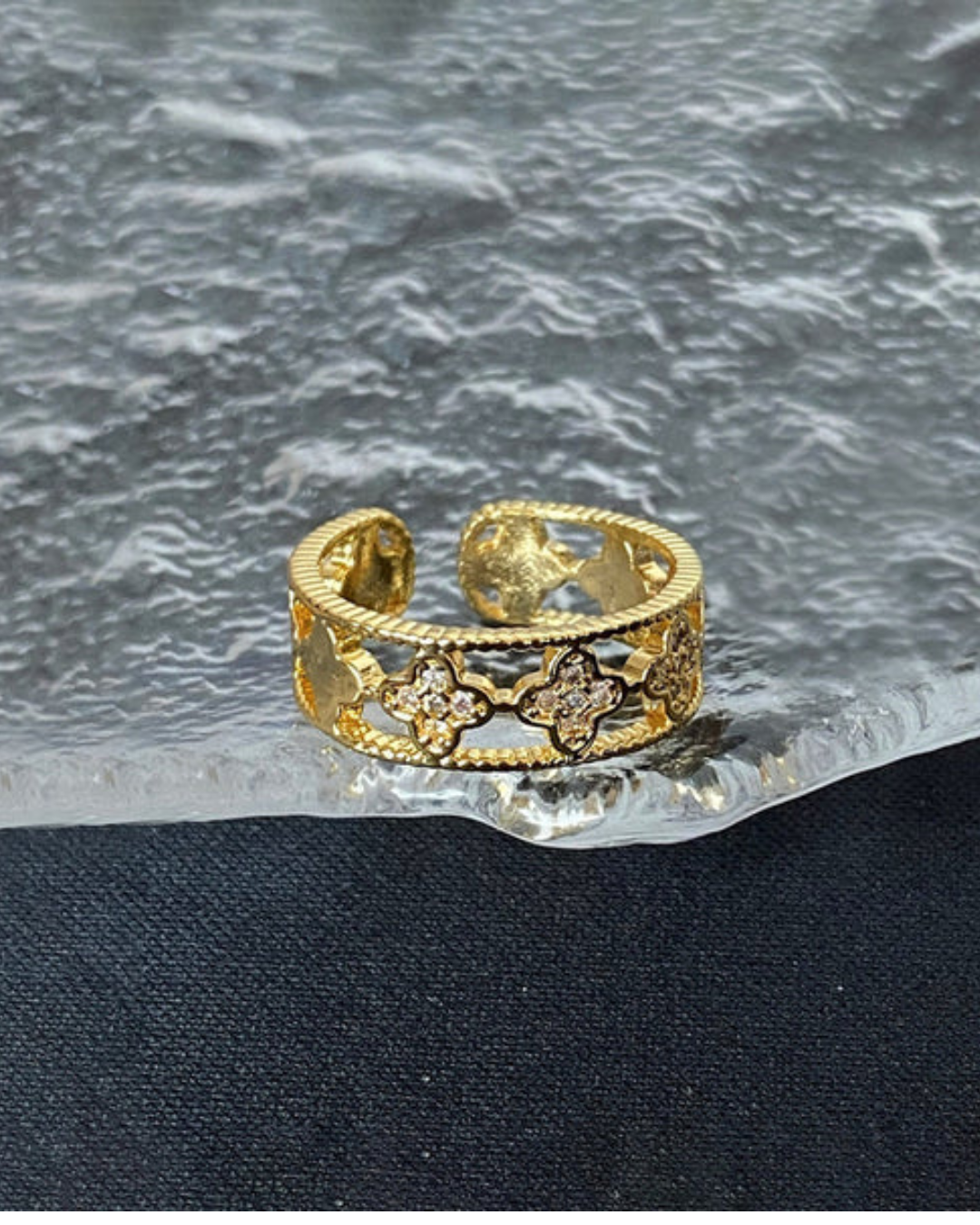 Diamond Clover Anti Tarnish ring - Image 2