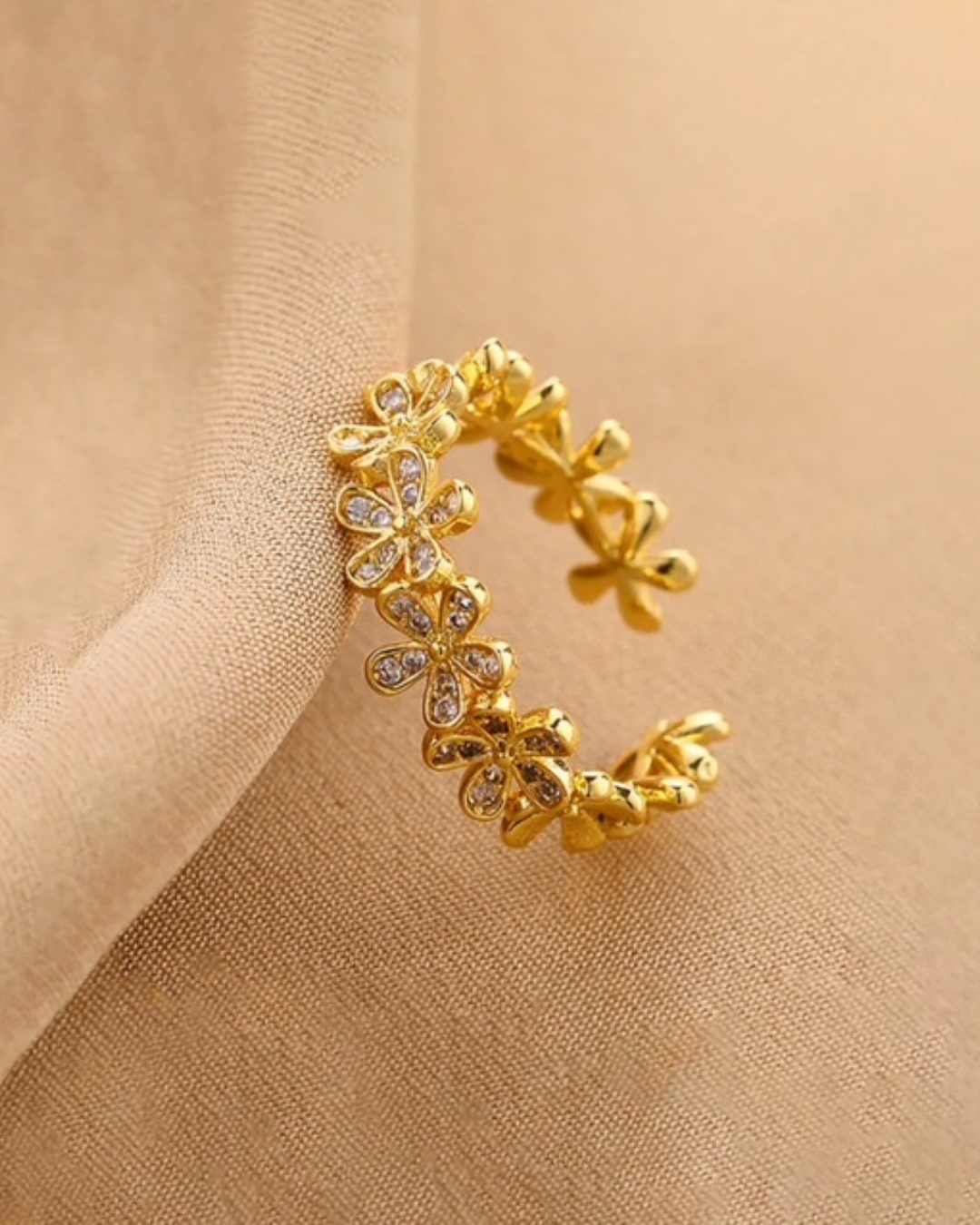 Floral Themed Adjustable Finger Ring - Image 2