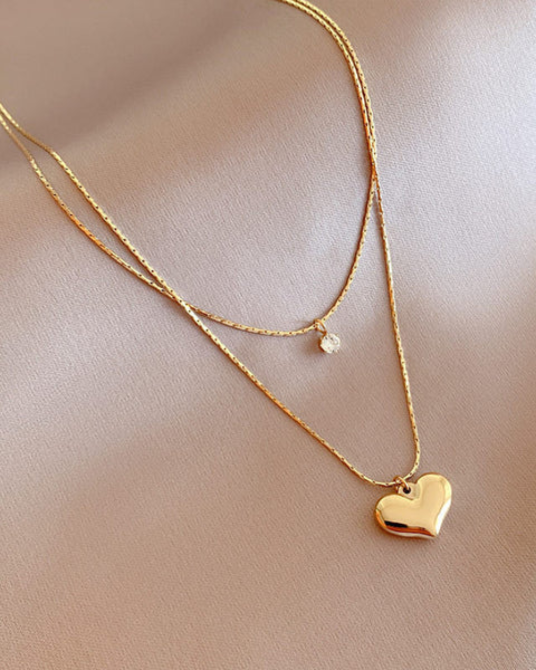 Anti Tarnish Heart Themed Layered Pendant