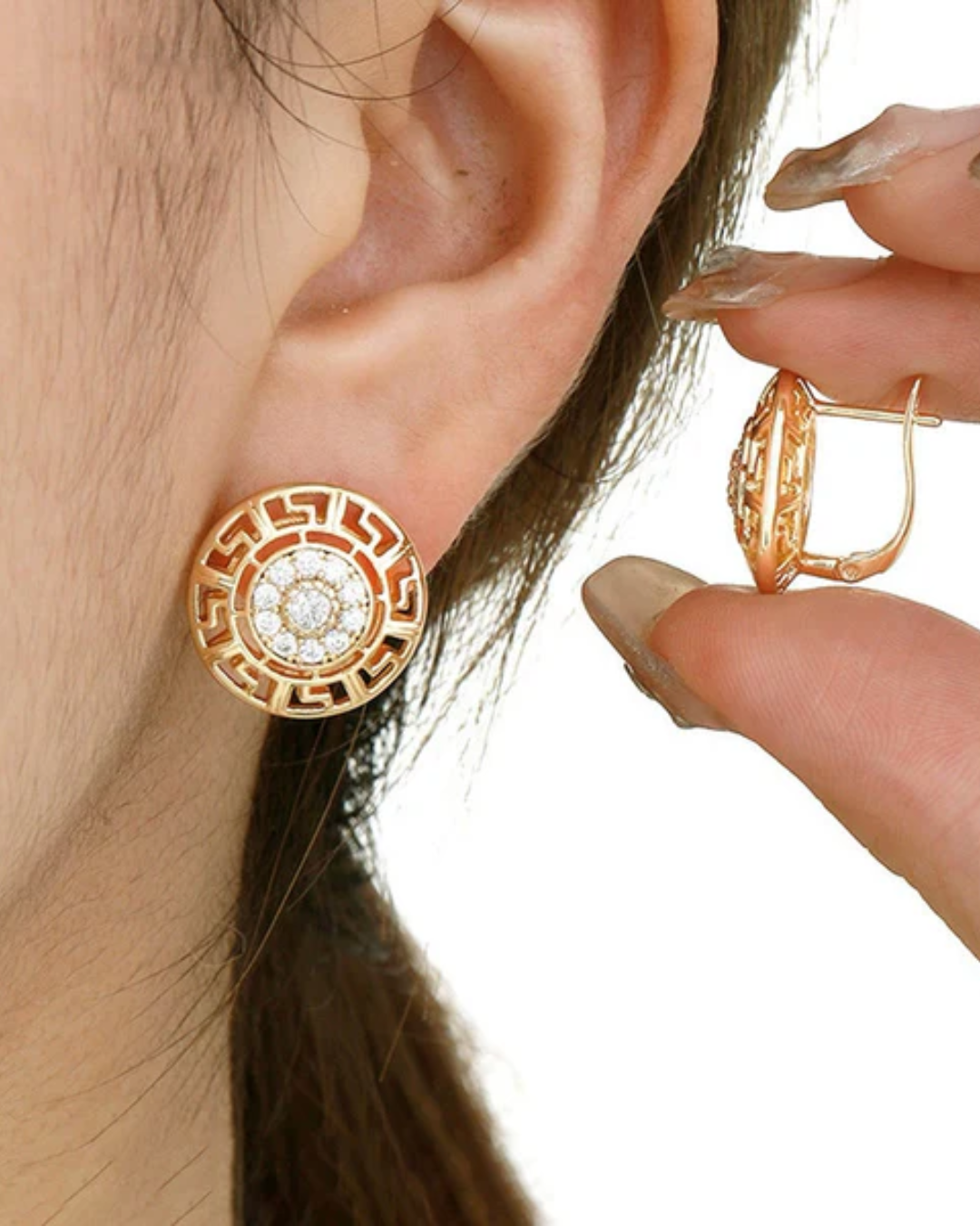 Gold-Plated Round Stud Earring