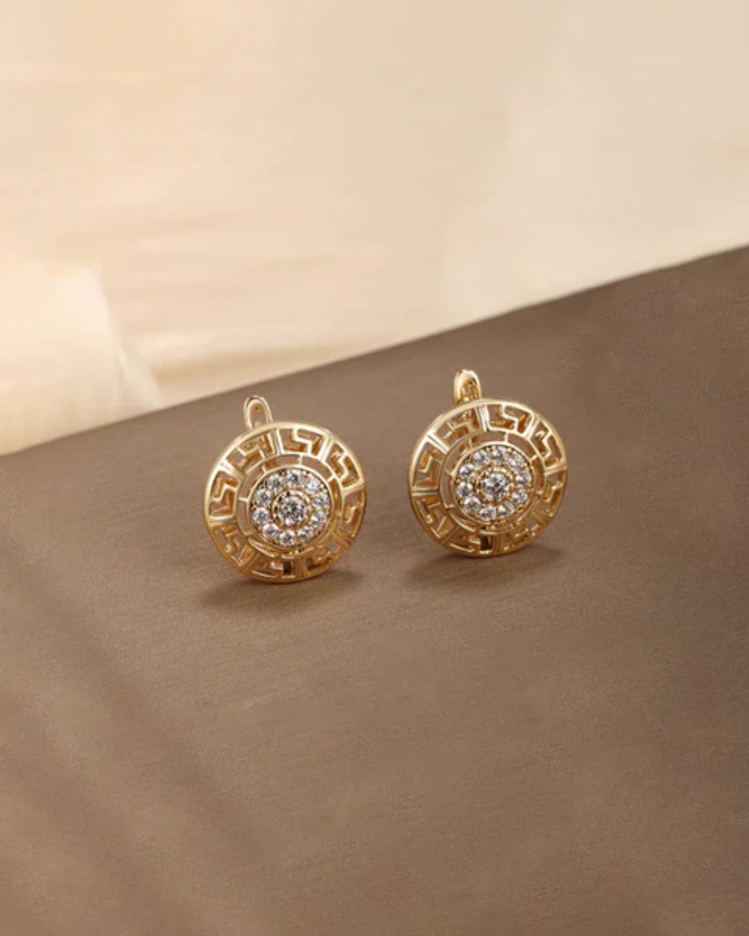 Gold-Plated Round Stud Earring - Image 2
